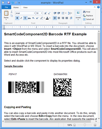 Windows 8 SmartCodeComponent2D Barcode full