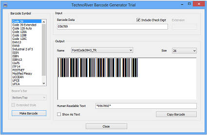 TechnoRiver Barcode Font 2.0